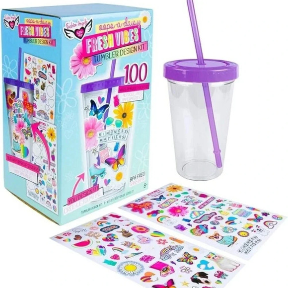 New Fashion Angels Fresh Vibes DIY Sticker Tumbler BPA Free Oops a Daisy - Picture 2 of 10